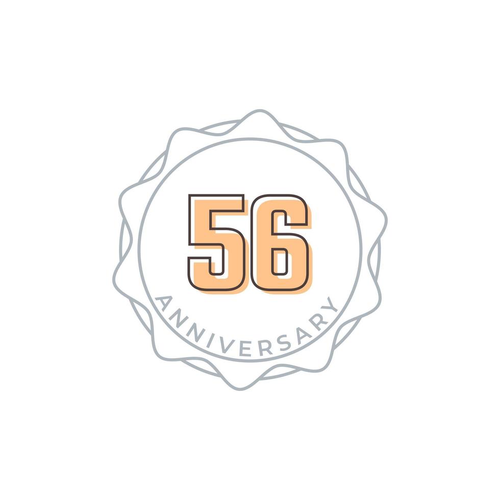 56 jaar verjaardag viering vector badge. de gelukkige verjaardagsgroet viert de illustratie van het sjabloonontwerp