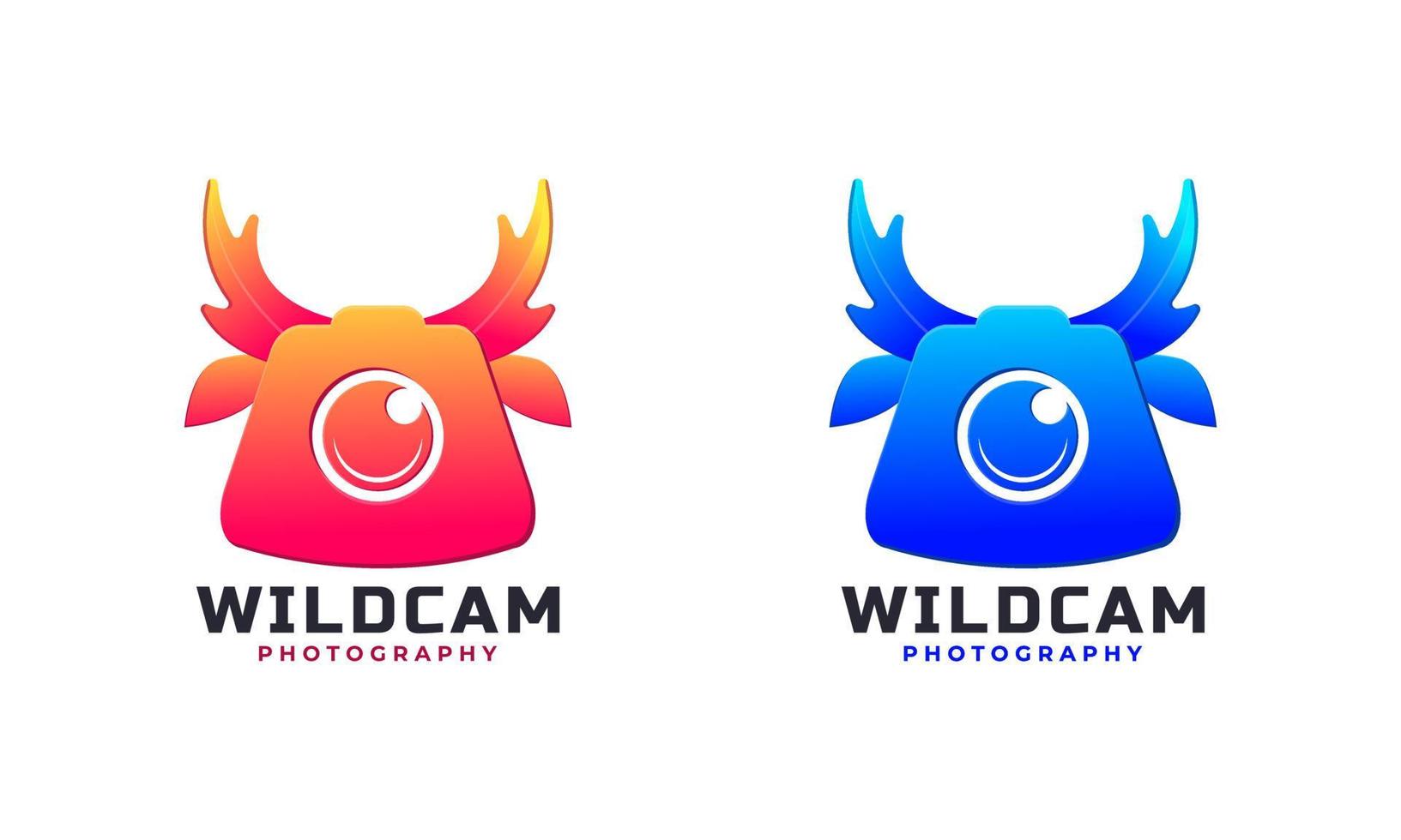 wild camera-logo voor dierenfotografie, logo-combinatie van hertengewei en camera vector