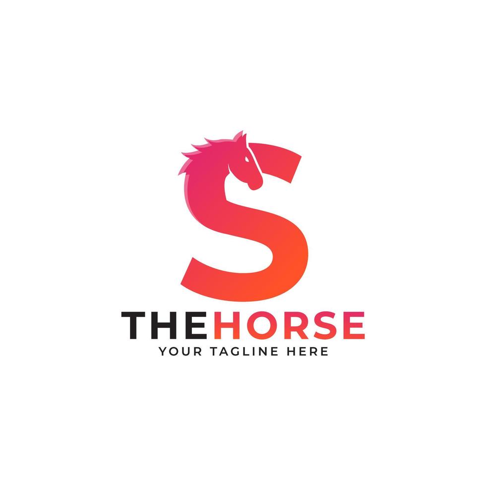 creatieve beginletter s met paard of hengst hoofd logo vector concept