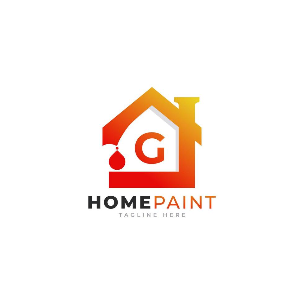 beginletter g huis verf onroerend goed logo ontwerp inspiratie vector