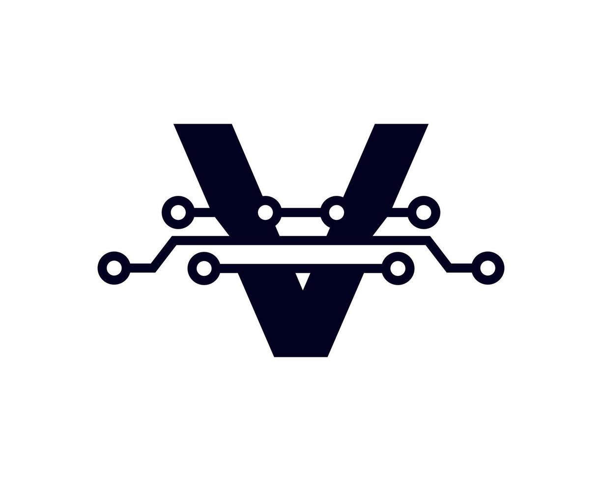 tech letter v-logo. futuristische vector logo sjabloon geometrische vorm. bruikbaar voor bedrijfs- en technologielogo's.