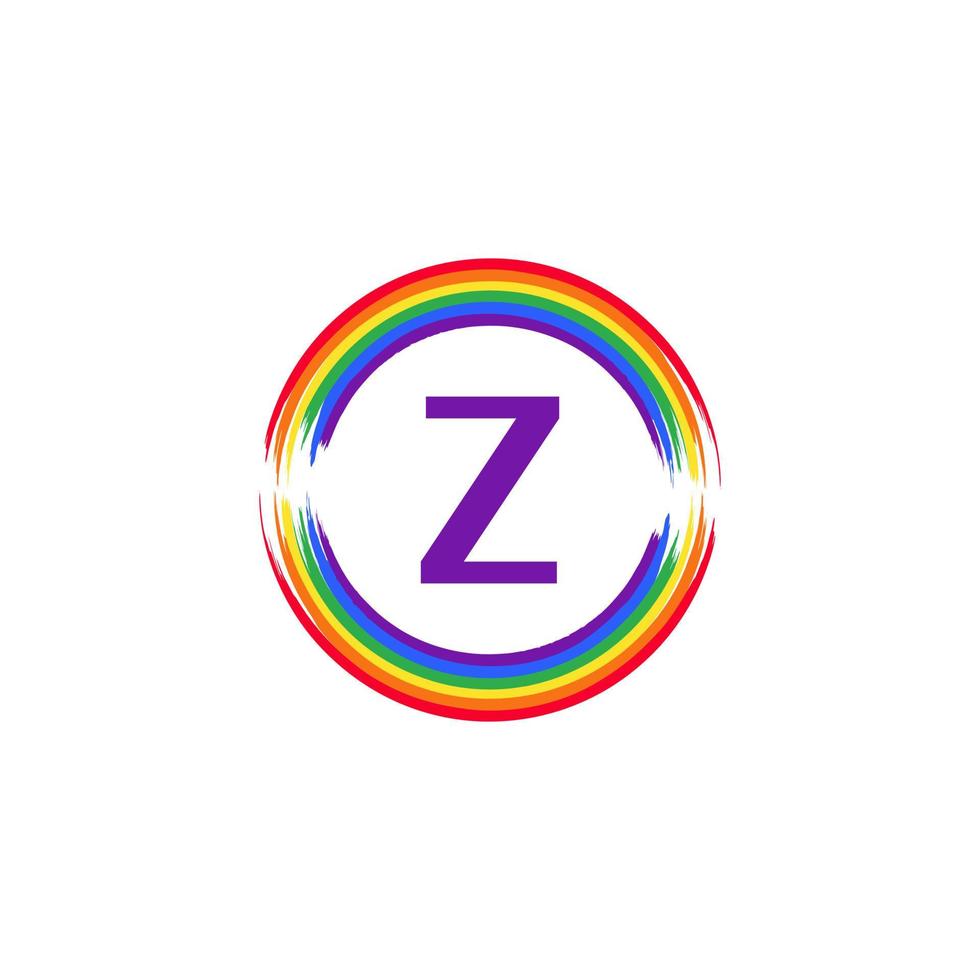letter z binnen circulaire gekleurd in regenboog kleur vlag borstel logo ontwerp inspiratie voor lgbt concept vector