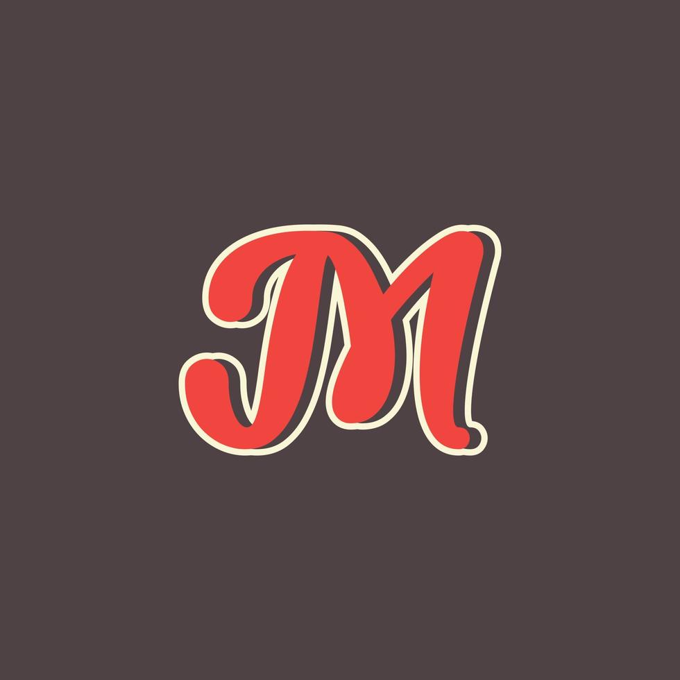 retro letter m-logo in vintage westernstijl met dubbele laag. bruikbaar voor vectorlettertype, labels, posters enz. vector