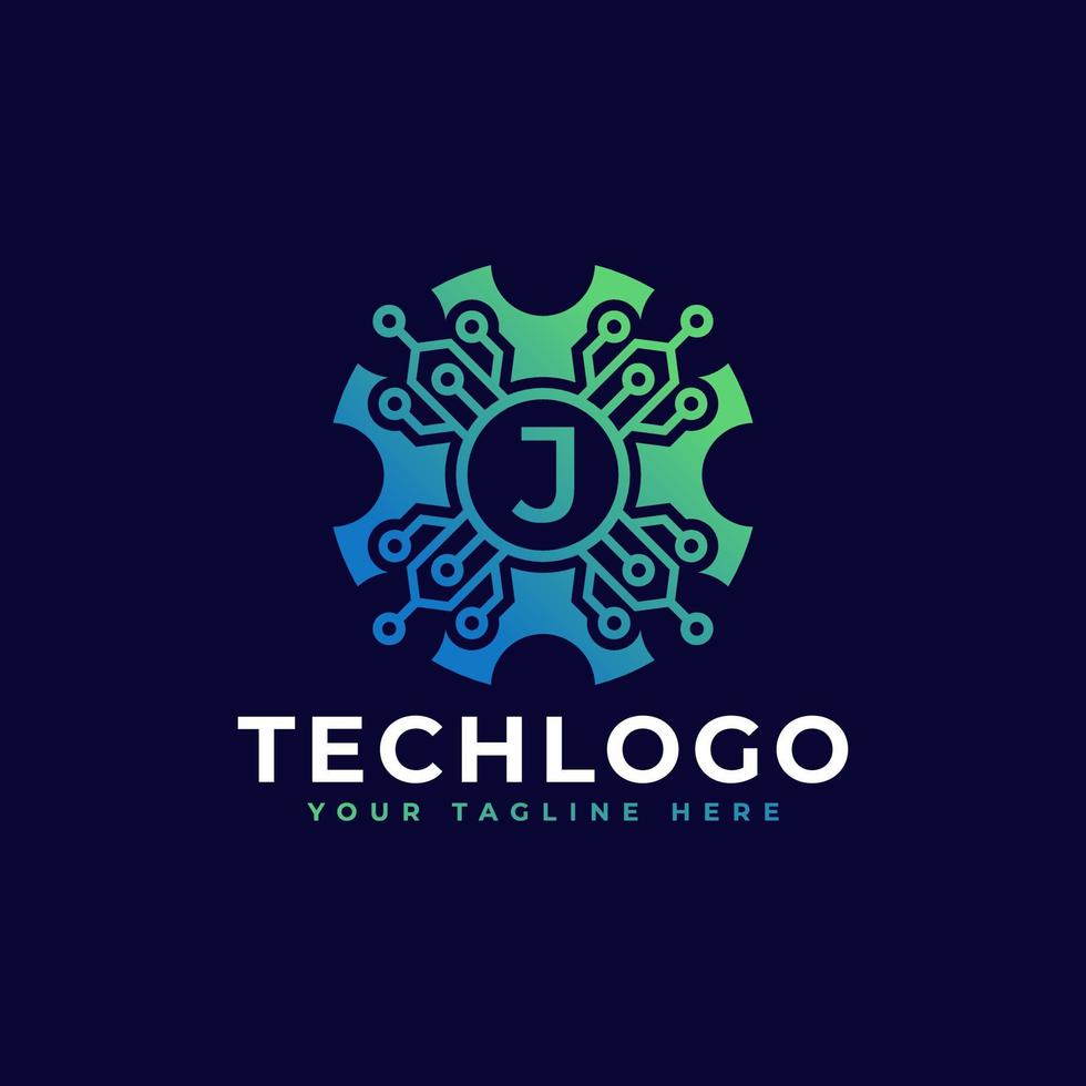 technologie eerste letter j logo-ontwerpelement sjabloon. vector