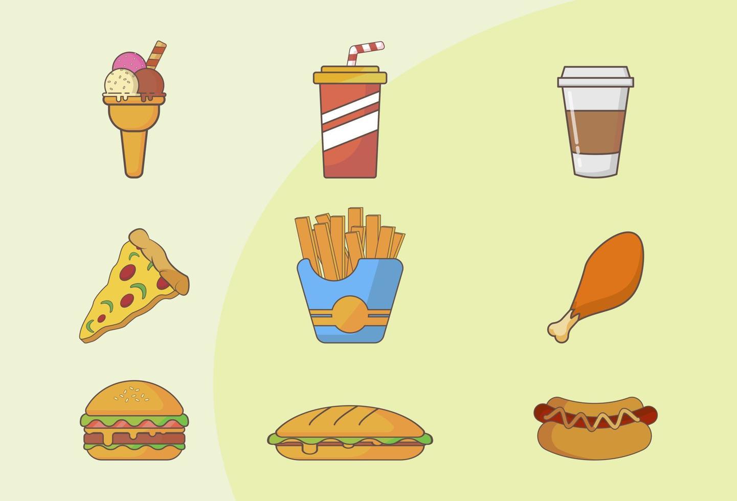 fastfood en junkfood collectie plat afbeelding ontwerp, wereldvoedseldag vector