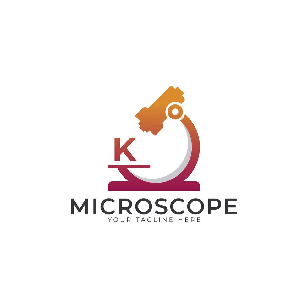 laboratorium logo. eerste letter k Microscoop logo-ontwerpelement sjabloon. vector