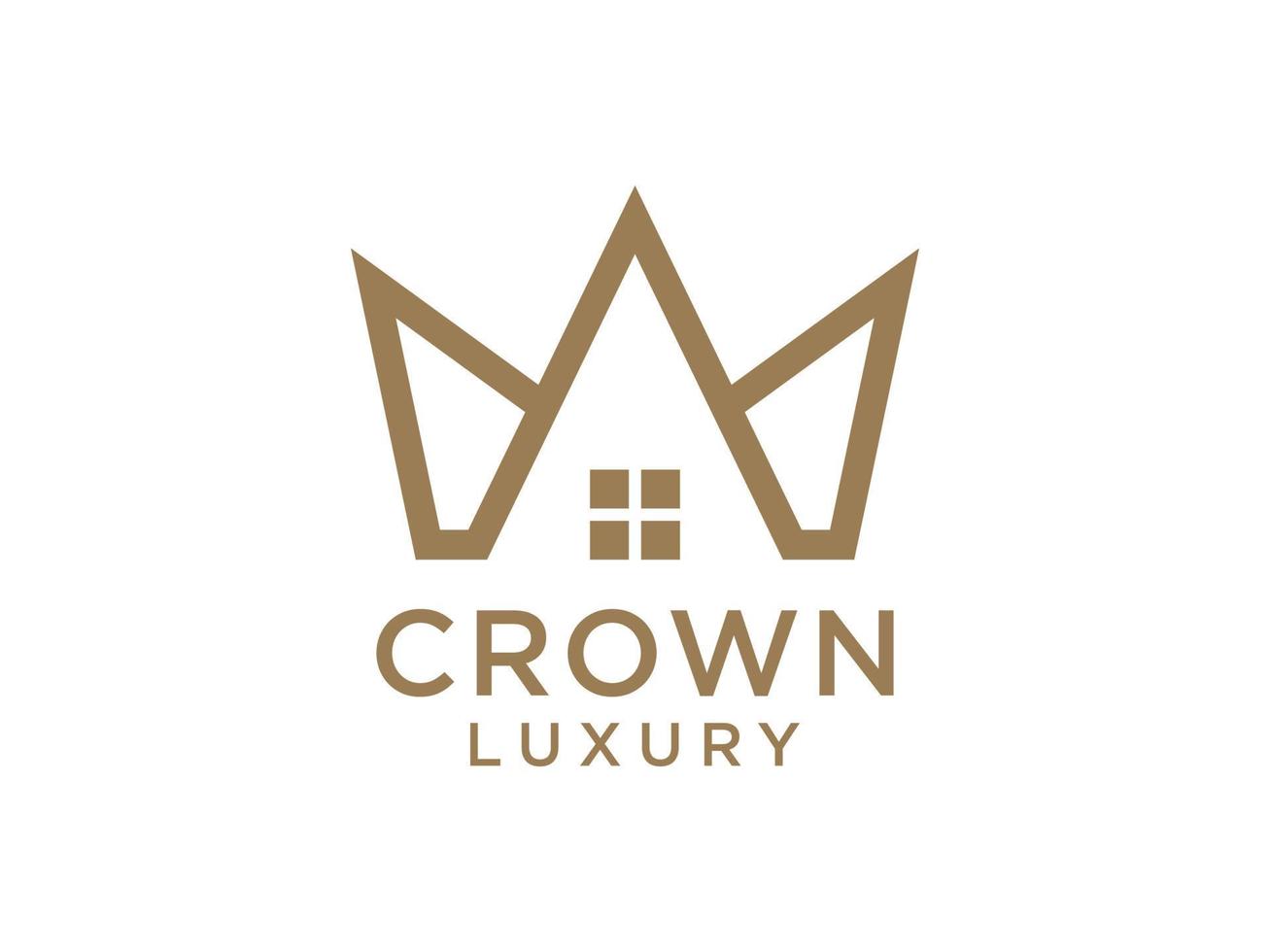 abstracte geometrische kroon en huis logo. koninklijk huis symbool. platte vector logo ontwerpsjabloon element