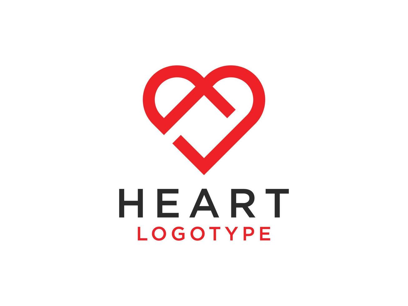 abstract hartembleem. rode decoratieve hand getrokken hart kalligrafie stijl geïsoleerd op een witte achtergrond. platte vector illustratie ontwerp sjabloon element.