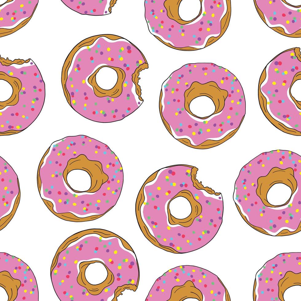 roze donuts naadloos patroon. vector illustratie