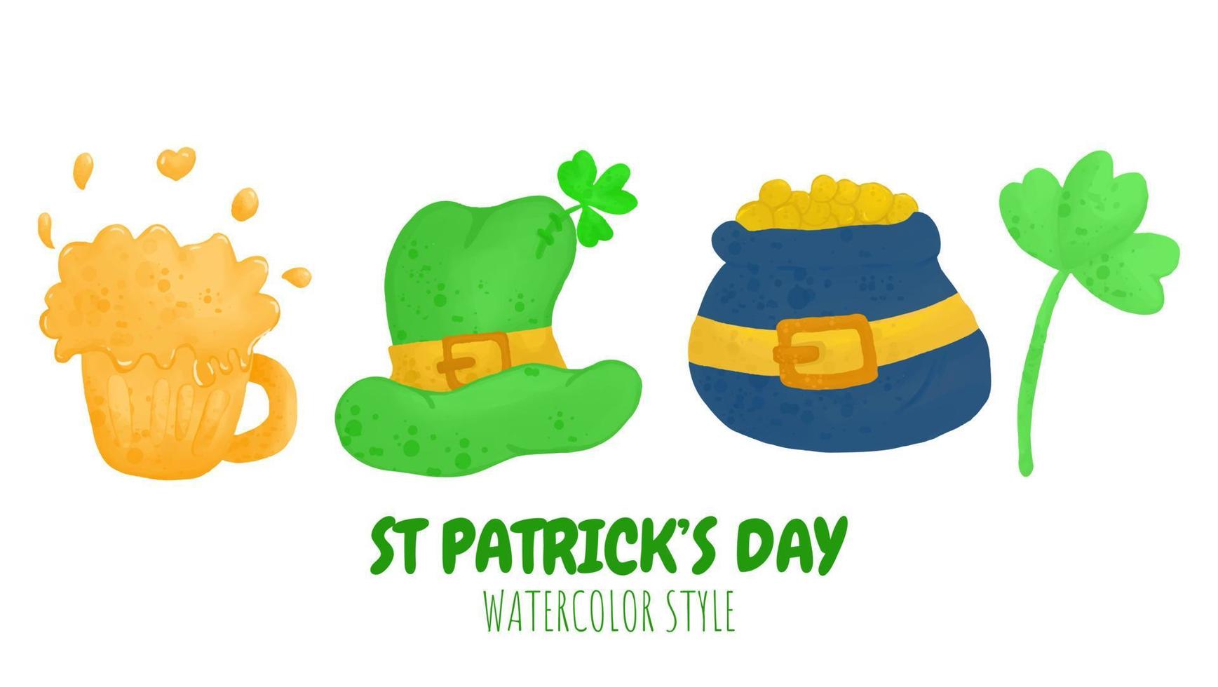 st patrick's day aquarel element vector