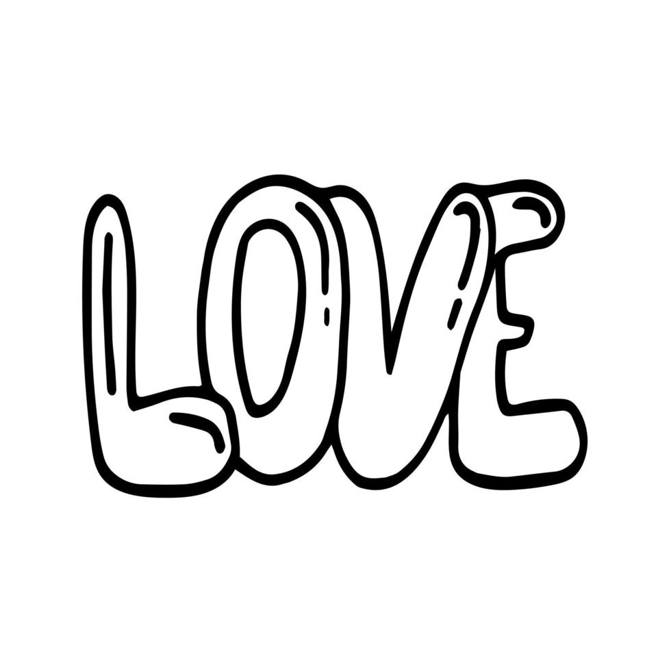hou van tekst hand getrokken doodle. , scandinavisch, noords, minimalisme. kaart, pictogram, sticker. liefde, bruiloft, valentijnsdag, belettering, romantiek. vector