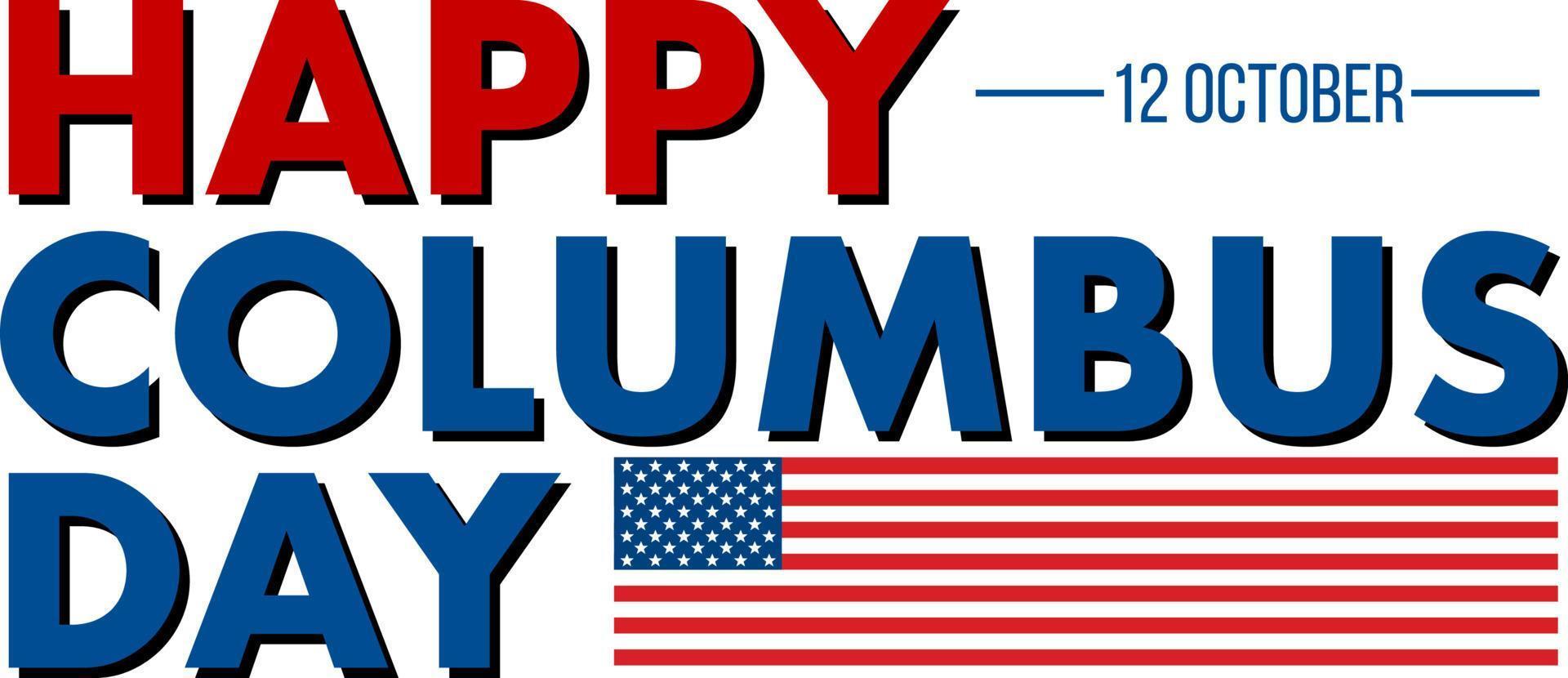 happy columbus day banner met amerikaanse vlag vector