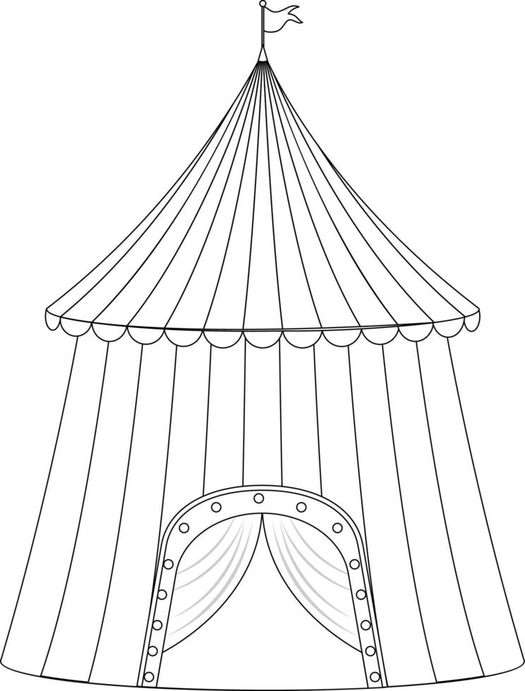 tent zwart-wit doodle karakter vector