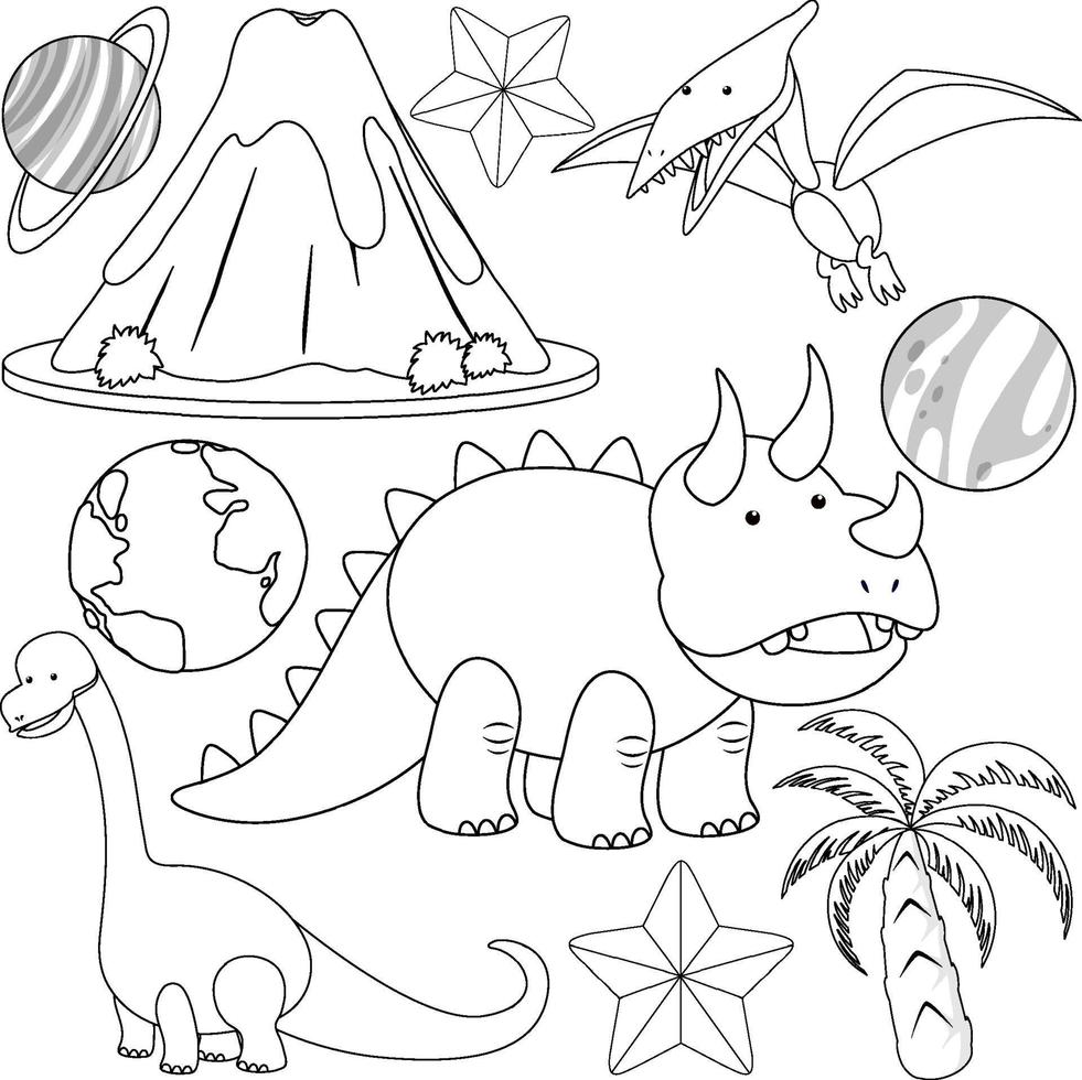 een set van doodle dinosaurus thema vector