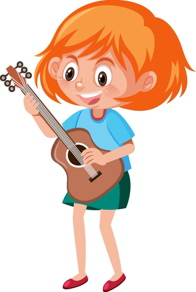 gelukkig meisje dat gitaar speelt vector
