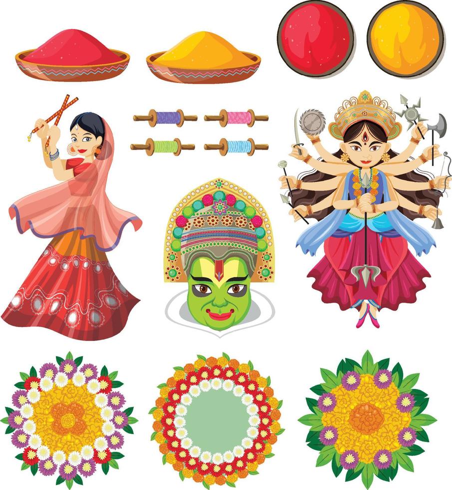 heilig voorwerp en decoratie voor indisch festival vector