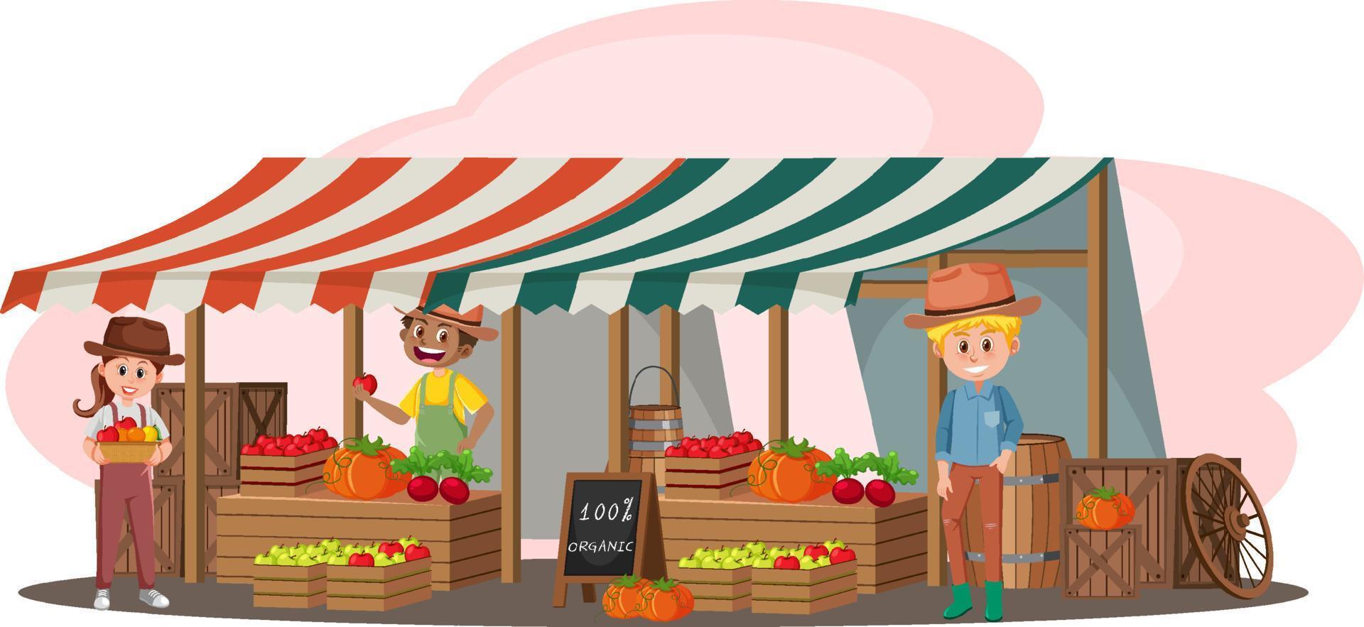 vlooienmarktconcept met fruitwinkel vector