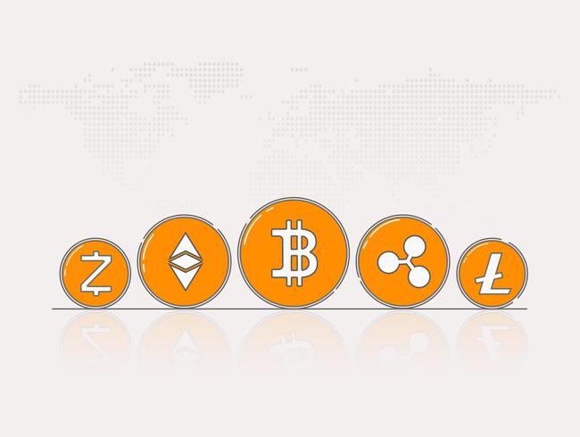 Technologie bedrijfsfinanciënconcept. Digitaal geld banner concept. Blockchain cryptocurrency global network technology. vector