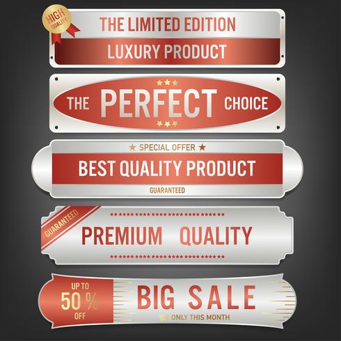 Set van verkoop labels en banner. Luxe zilveren ontwerp. vector