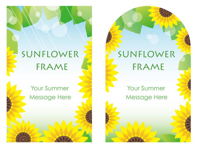 Set van twee zonnebloemframes. vector