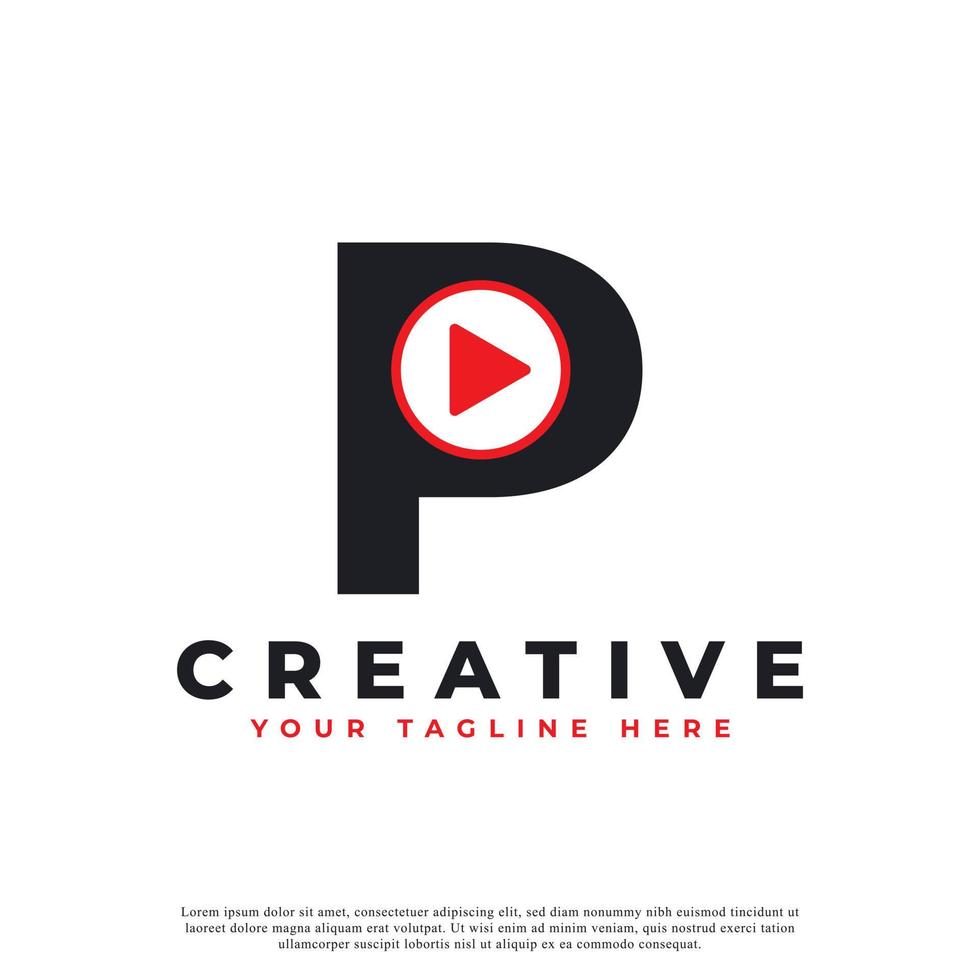 creatieve moderne spelen letter p pictogram. muziek- en video-logo-element. bruikbaar voor bedrijfs- en technologielogo's. vector