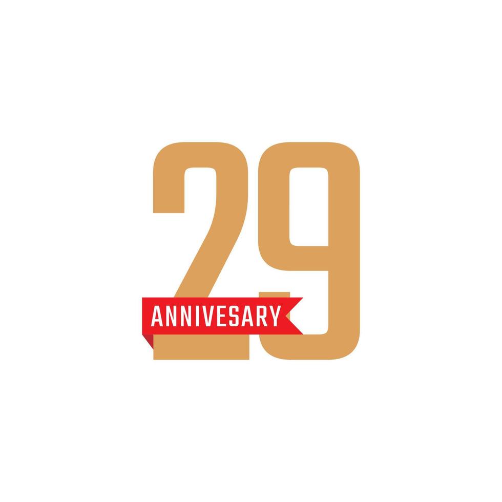 29-jarig jubileumfeest met rood lint vector. de gelukkige verjaardagsgroet viert de illustratie van het sjabloonontwerp vector