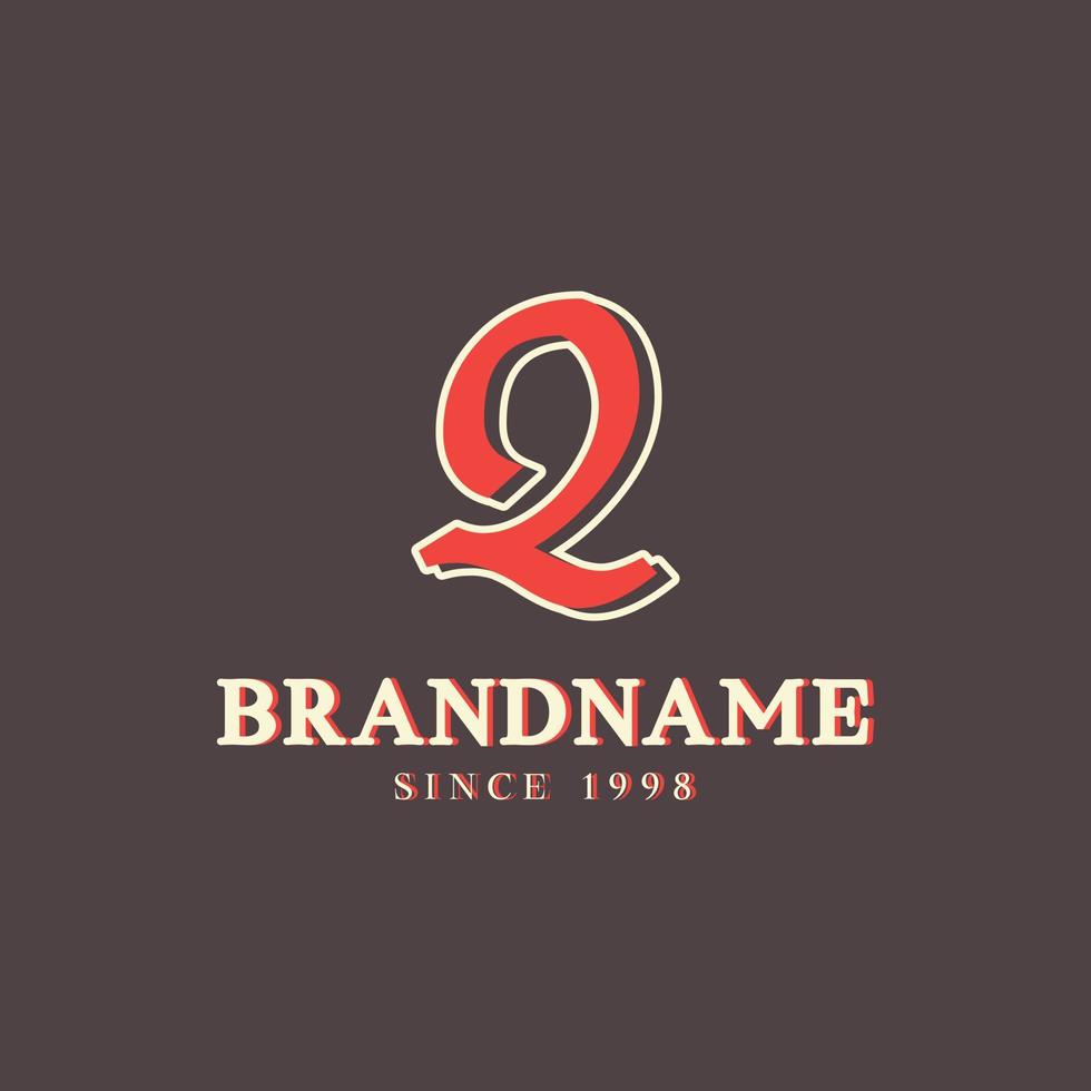 retro letter q-logo in vintage westernstijl met dubbele laag. bruikbaar voor vectorlettertype, labels, posters enz. vector