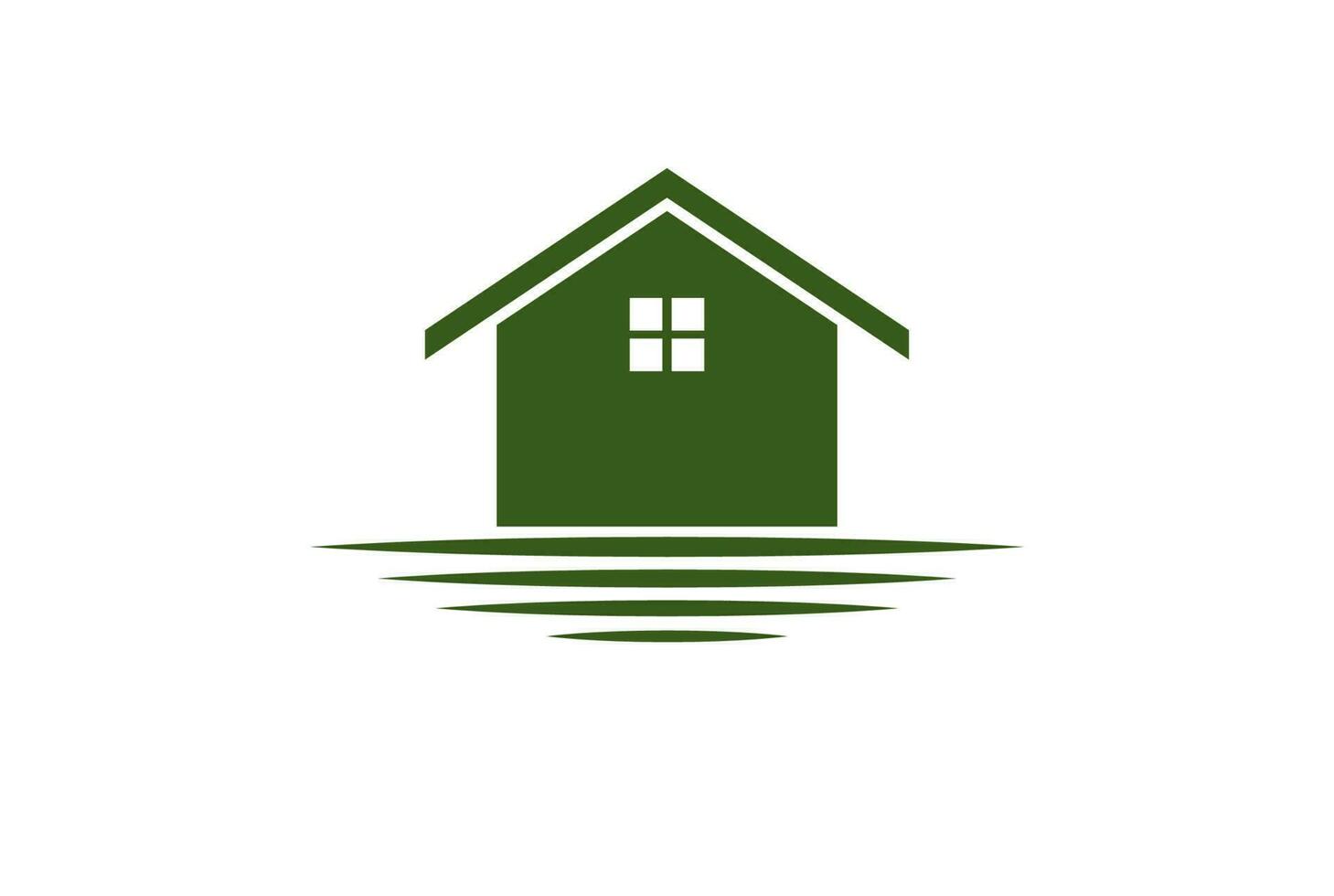eenvoudig water strand meer rivier kreek huis hut huisje villa chalet logo ontwerp vector