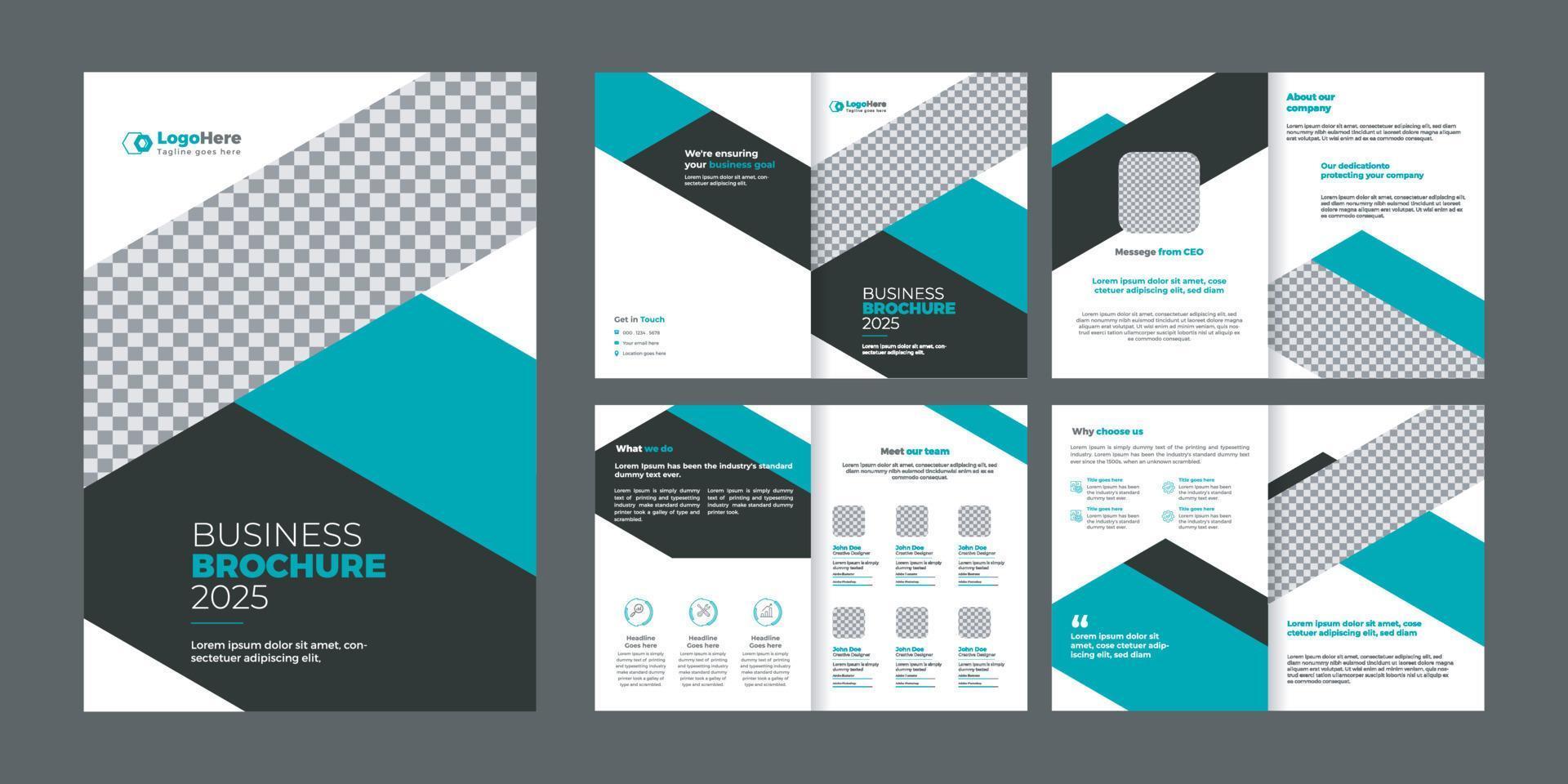multifunctionele zakelijke brochure van 8 pagina's, voorstel, jaarverslagsjabloon vector