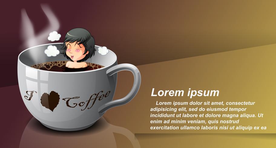 Koffieminnaar in cartoonstijl. vector