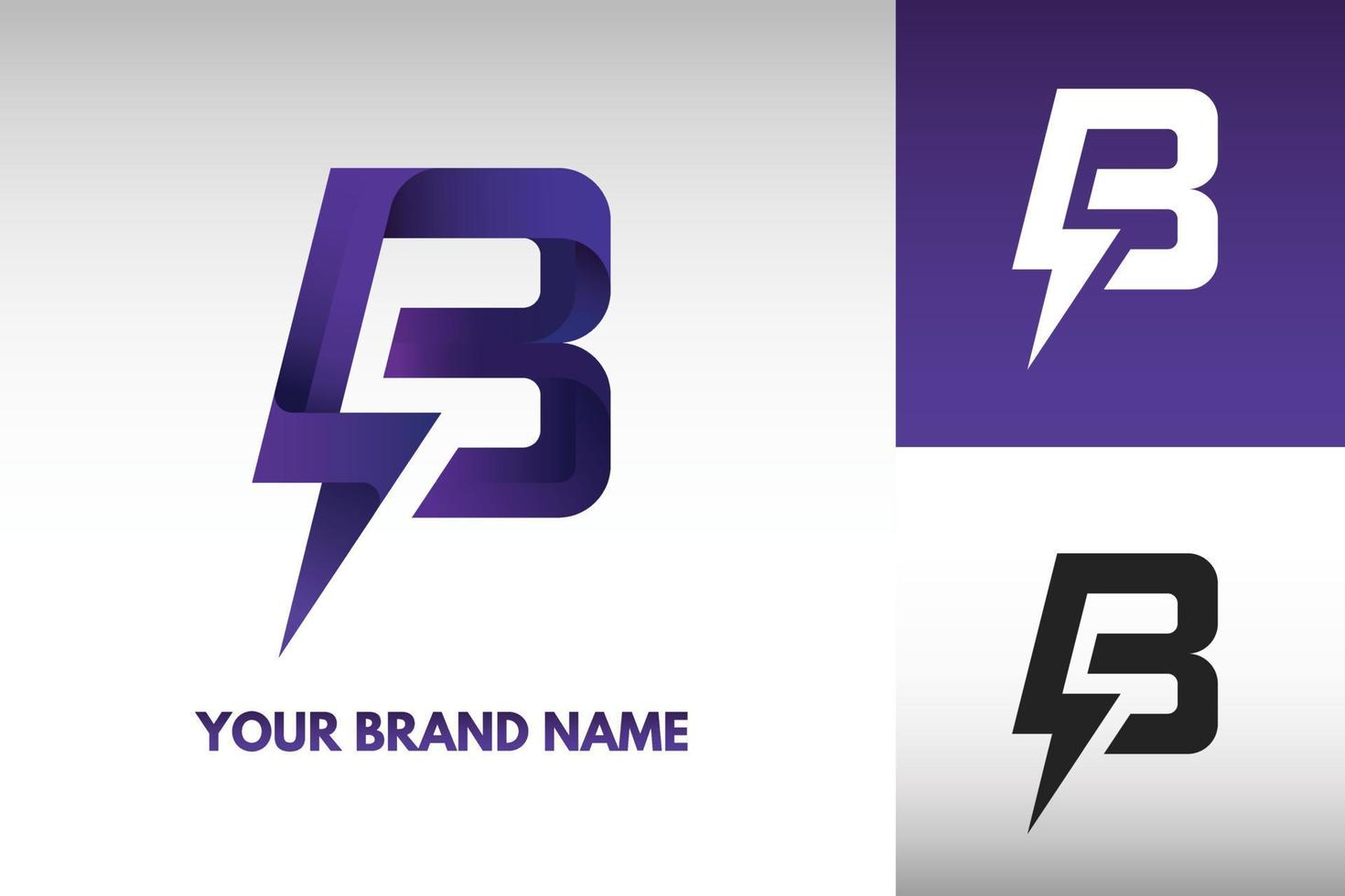 logo b brief monogram vector elektrisch vermogen donder stijl kunst ontwerp gradiënt