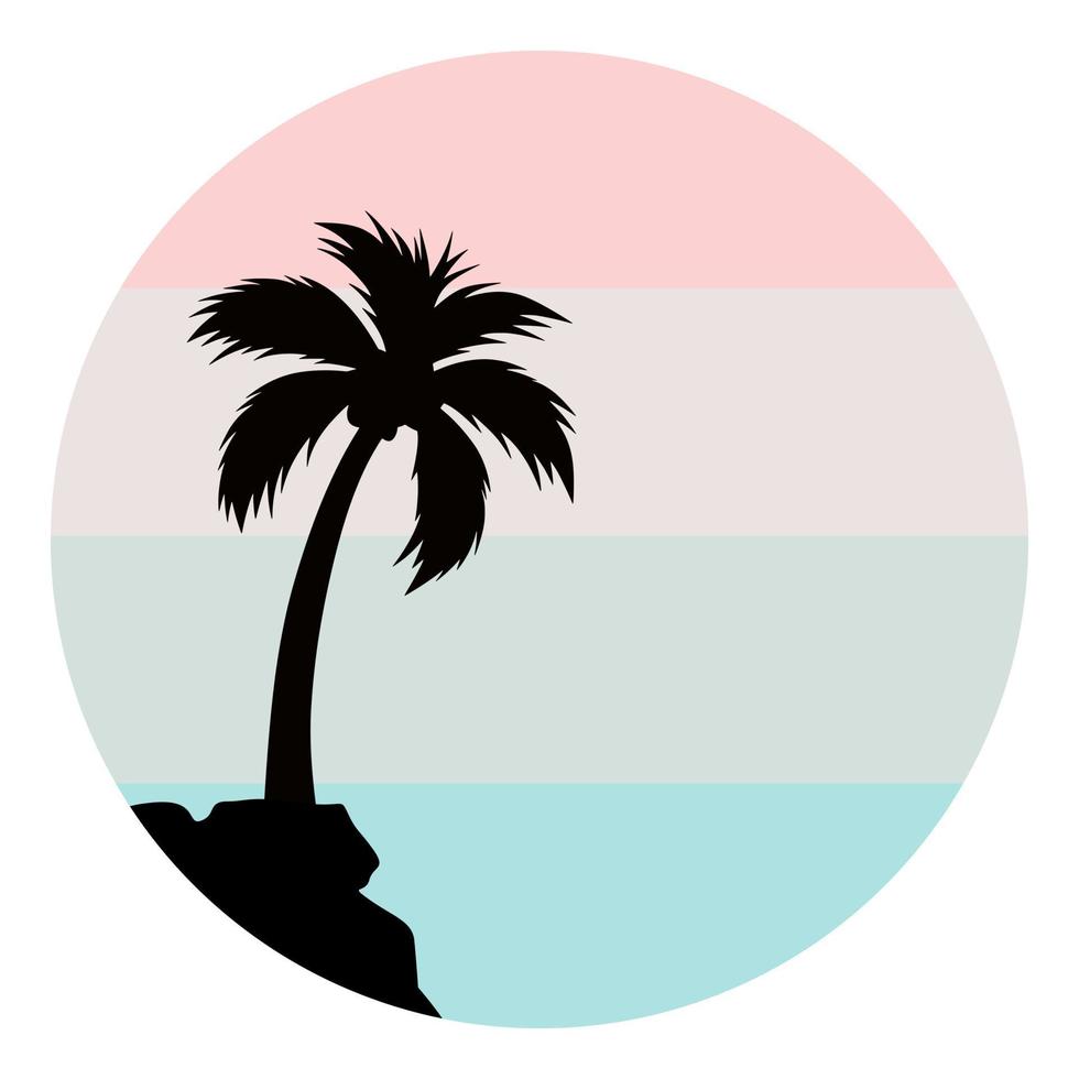 een mix van vintage kleuren met silhouetten van palmbomen vector