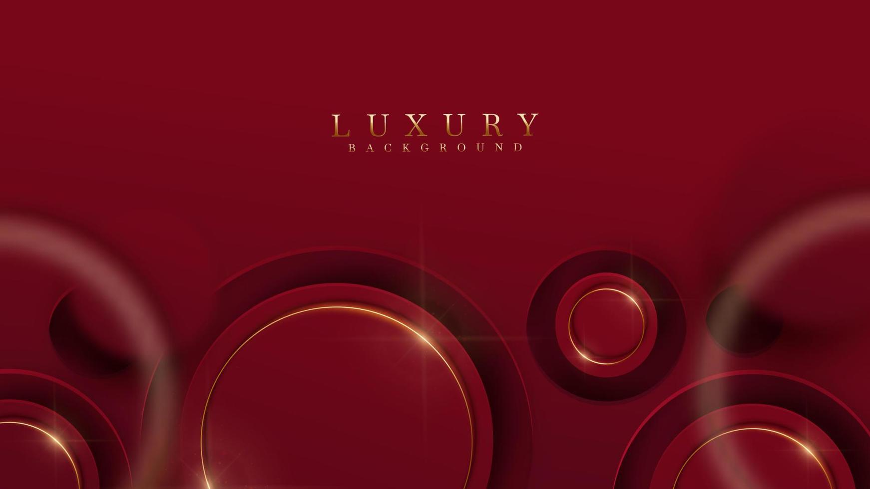 luxe achtergrond en rood cirkelframe met gouden lijn en glitter lichteffecten decoraties. vector