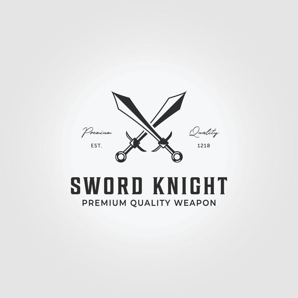 dubbel zwaard logo pictogram illustratie vintage ontwerp vector