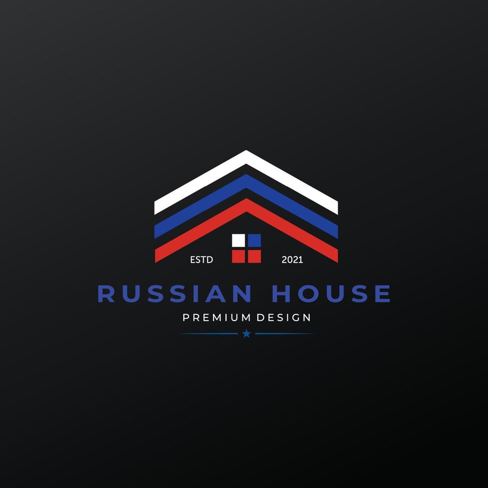 Russisch huis vlag logo pictogram vintage vector illustratie ontwerp