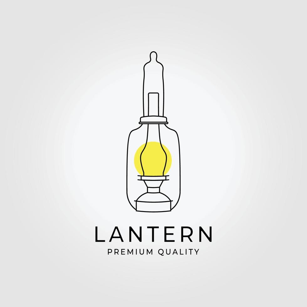 lijn kunst lantaarn logo pictogram illustratie ontwerp vintage vector