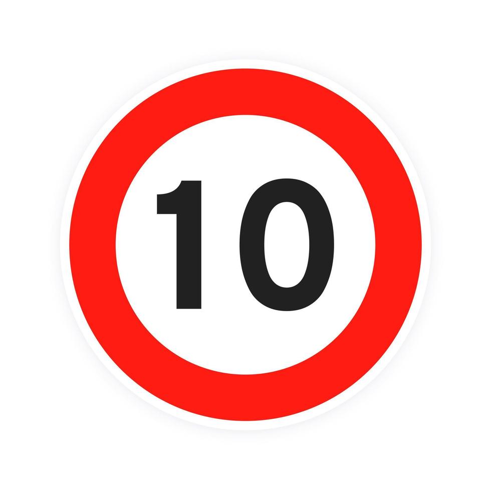 maximumsnelheid 10 ronde wegverkeer pictogram teken vlakke stijl ontwerp vectorillustratie geïsoleerd op een witte achtergrond. vector