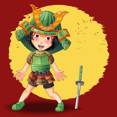 Samurai karakter in cartoon stijl. vector