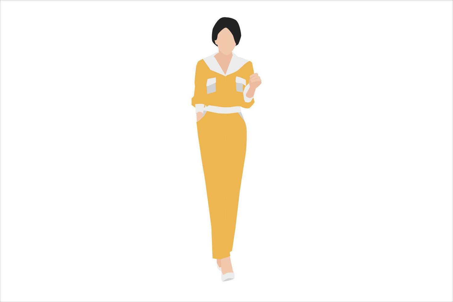 vectorillustratie van casual vrouwen die op de stoep lopen vector