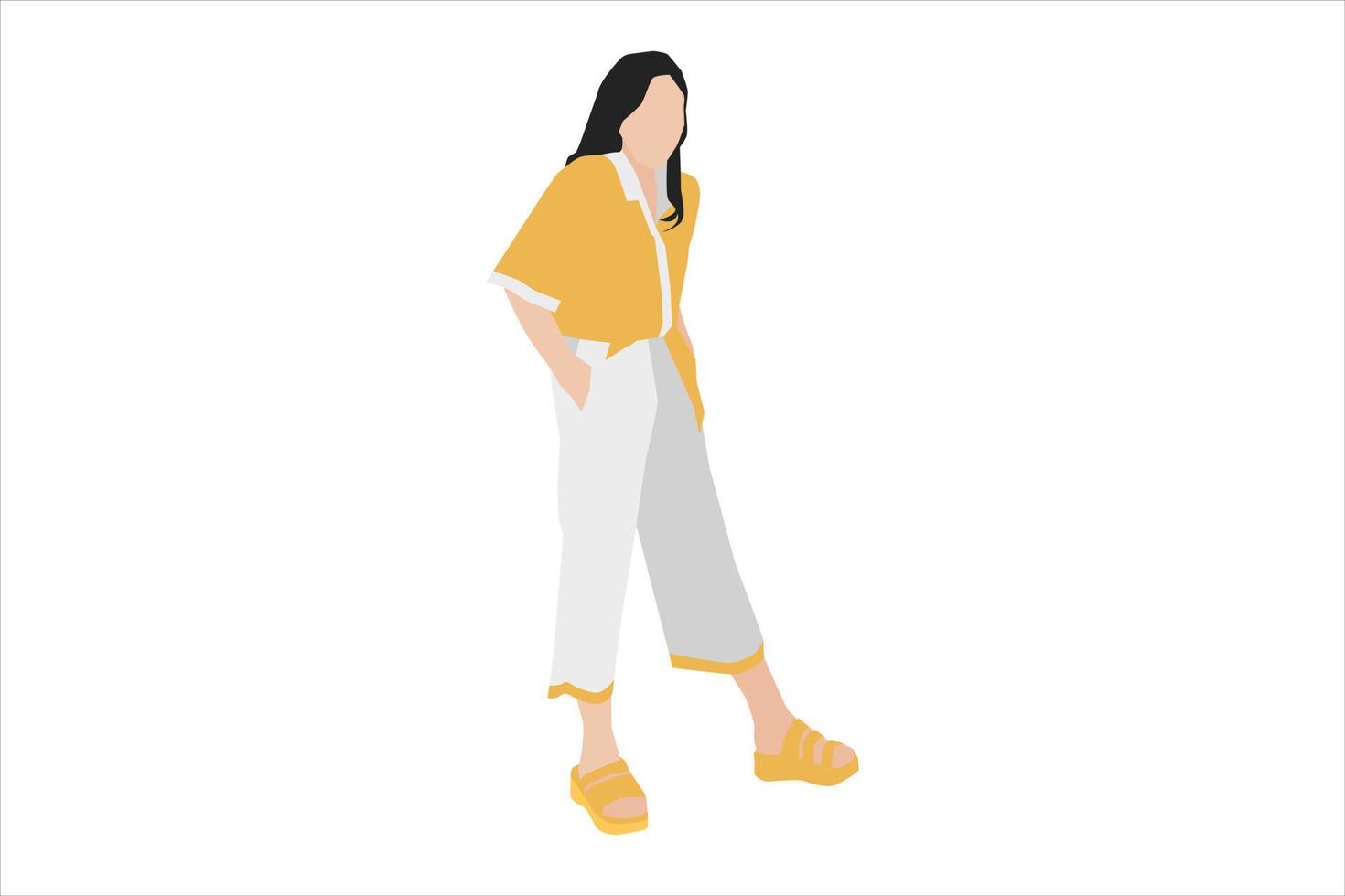 vectorillustratie van casual vrouwen poseren op de stoep vector