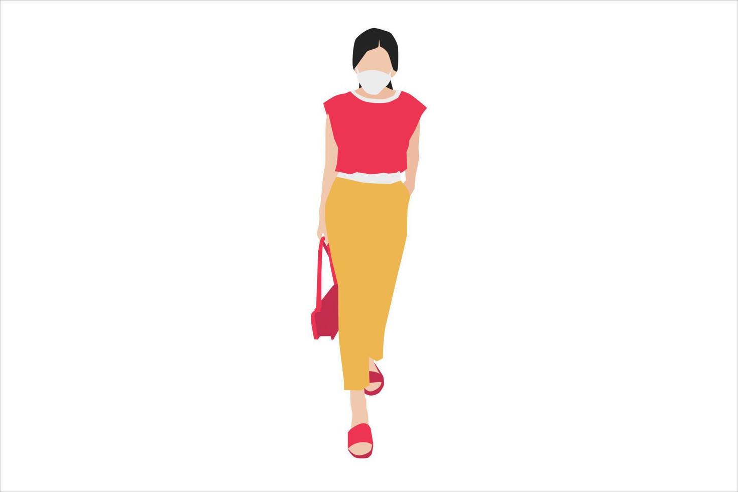 vectorillustratie van casual vrouwen die op de stoep lopen vector