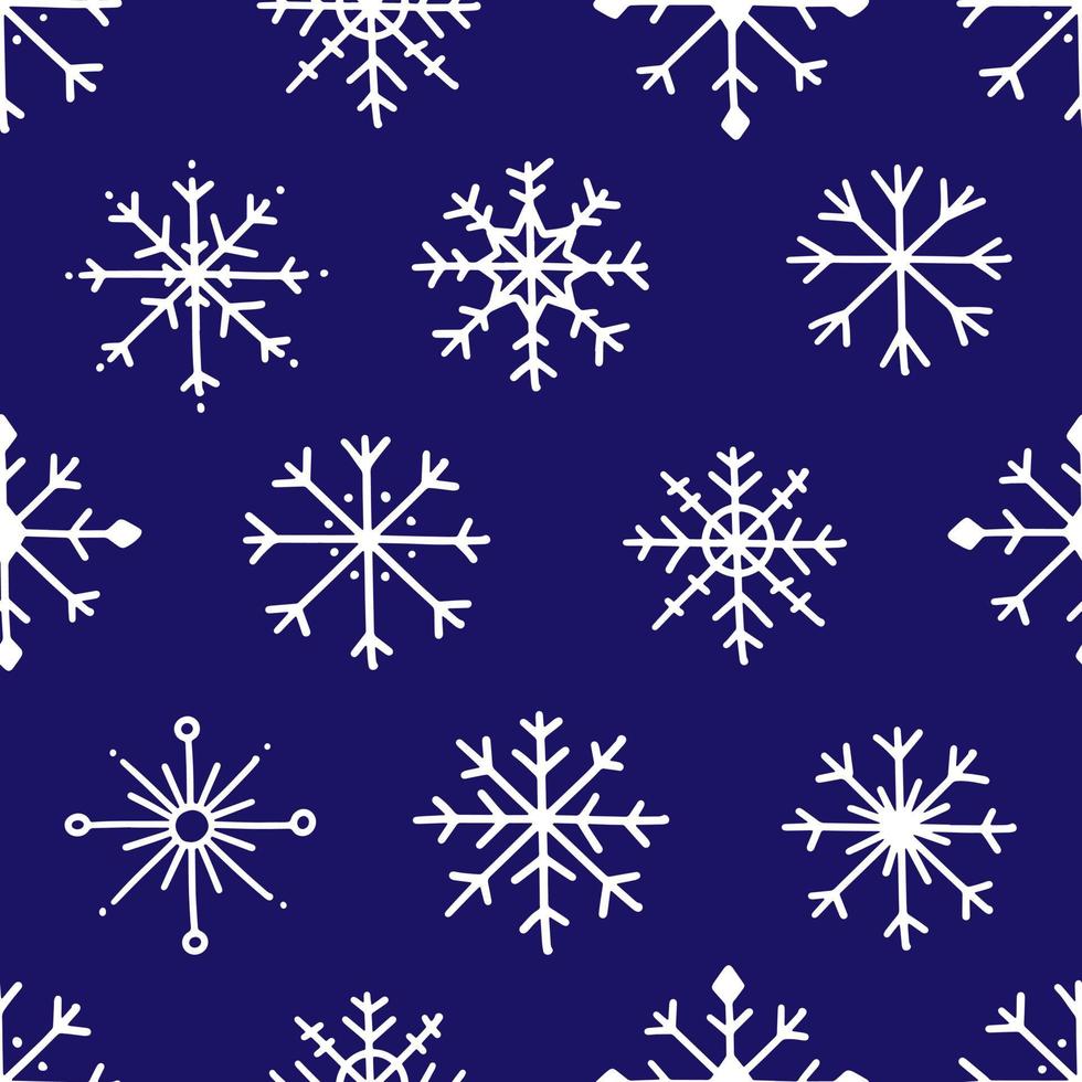 naadloos patroon met sneeuwvlokken op een blauwe achtergrond. vector winter afbeelding achtergrond.