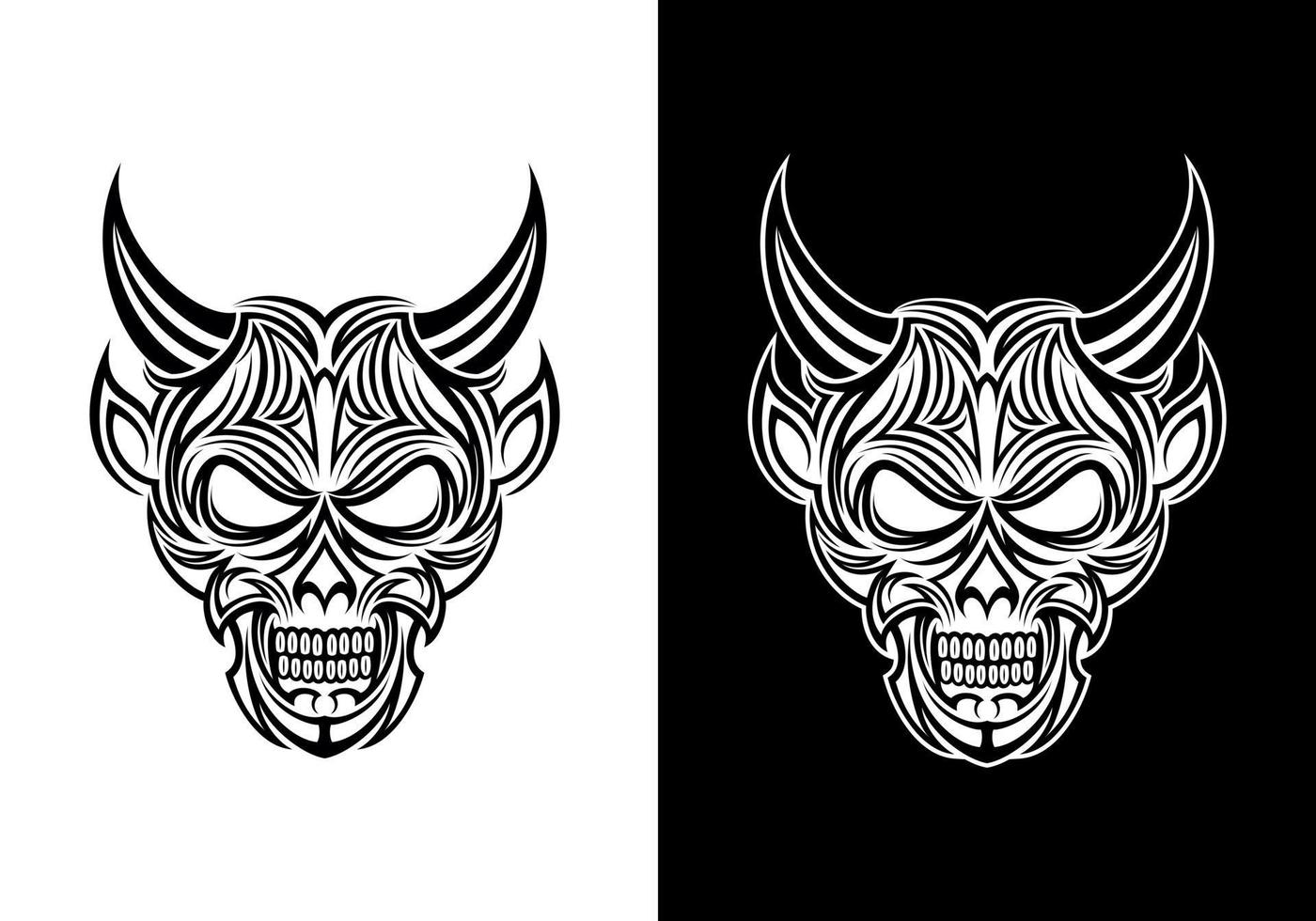 handgetekende duivels hoofd tattoo ontwerp vector