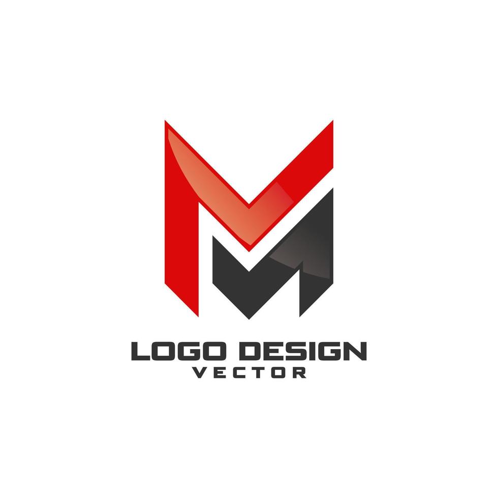 m brief alfabet logo ontwerp vector