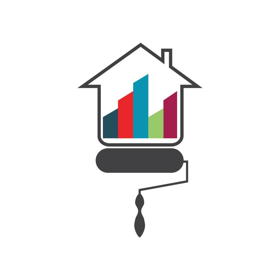 kleurrijke huis schilderij service vector pictogram logo ontwerpsjabloon