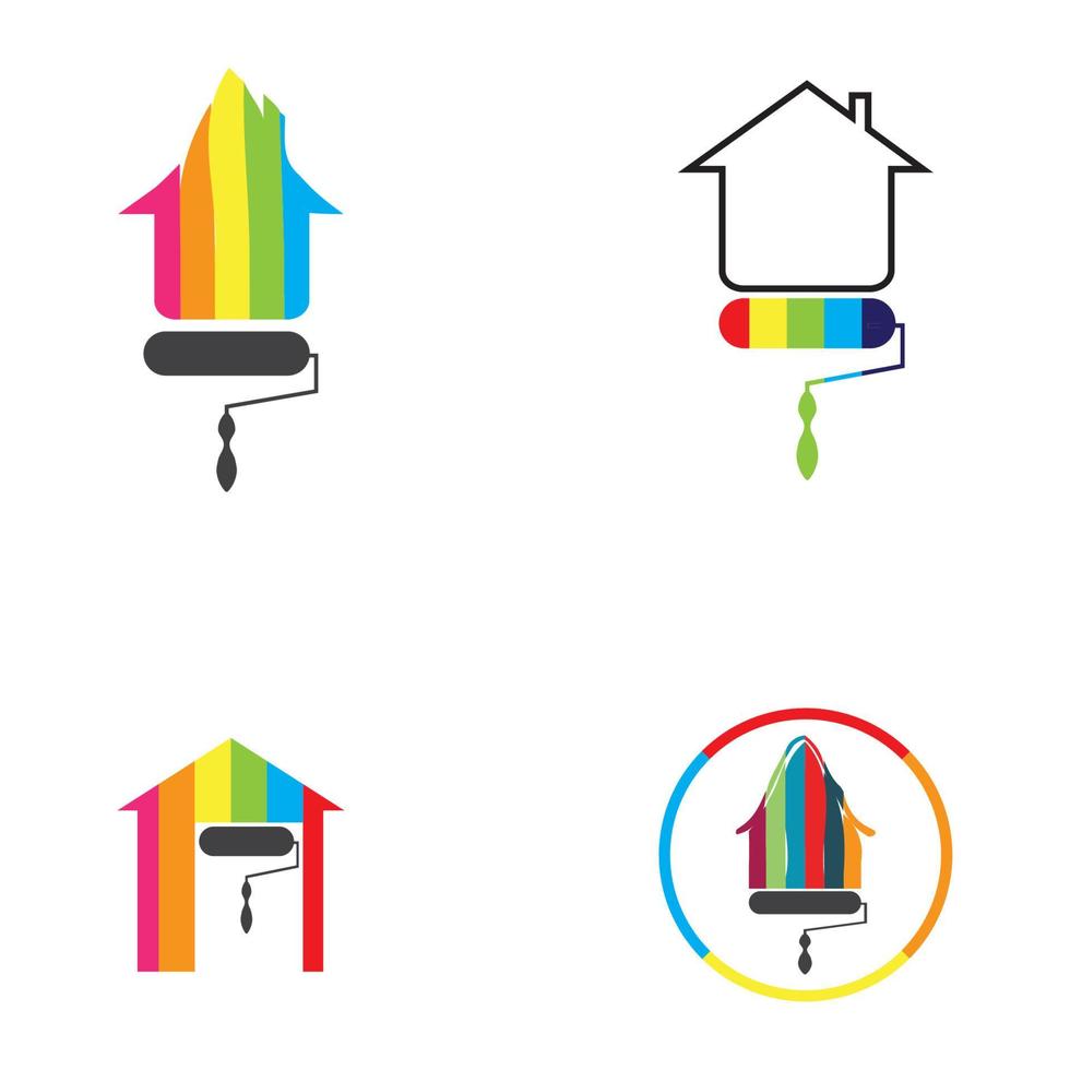 kleurrijke huis schilderij service vector pictogram logo ontwerpsjabloon