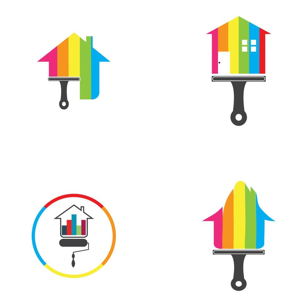 kleurrijke huis schilderij service vector pictogram logo ontwerpsjabloon