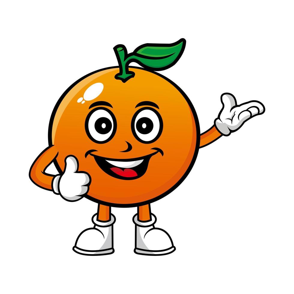 lachende oranje stripfiguur mascotte. vectorillustratie geïsoleerd op een witte achtergrond vector