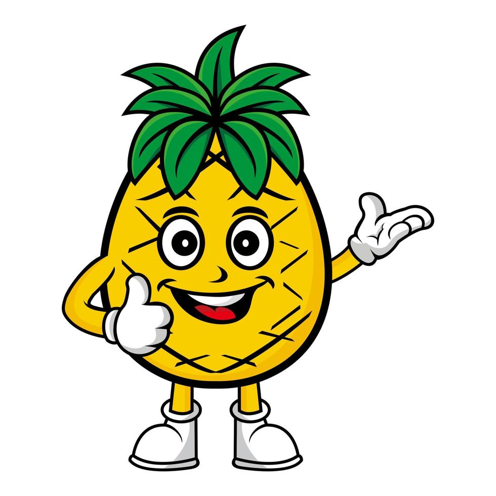 lachende ananas stripfiguur. vectorillustratie geïsoleerd op een witte achtergrond vector