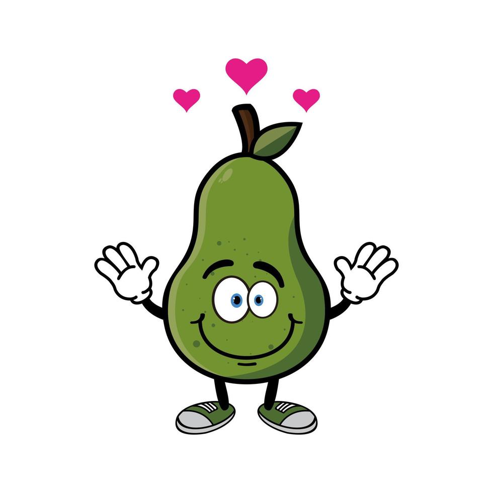 lachende avocado stripfiguur mascotte. vectorillustratie geïsoleerd op een witte achtergrond vector